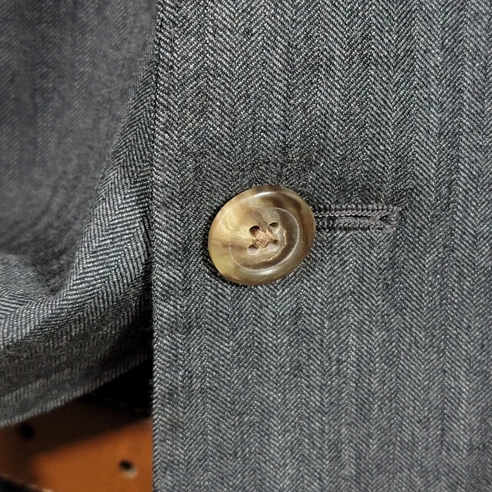 VTG Polo Ralph Lauren Men's Sport Coat‎ Two Button Gray Herringbone 46L ITALY